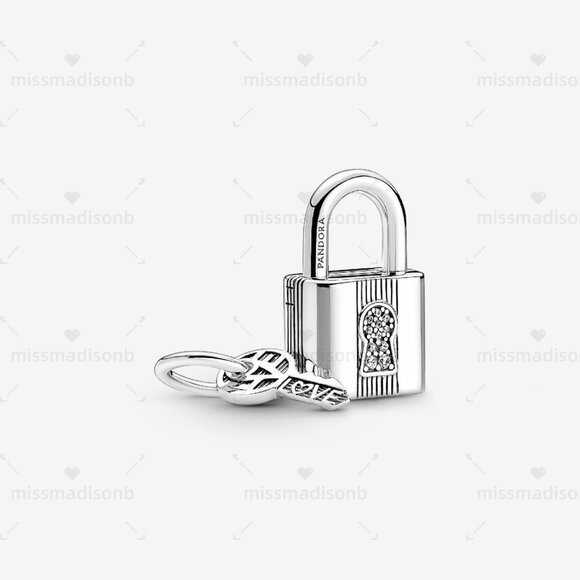 Pandora Padlock and Key Dangle Charm - Picture 1 of 7